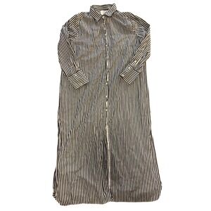 (A7) Legoe Heritage Maternity Navy White Striped Cotton Maxi Shirt Dress Large